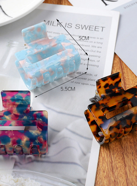 2022 New Acetate Hair Claws Leopard Hollow Square Hair Clip