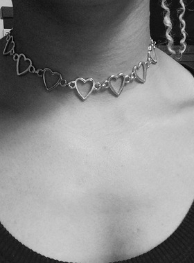Hollow Korean Sweet Love Heart Choker Necklace Statement Gir