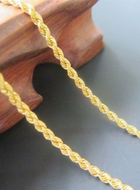 Fine Au750 18k Yellow Gold Necklace Woman Man Luck Rope Chai
