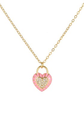 New Love Lock Necklace Simple Fashion Copper Inlaid Zircon L