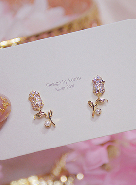 Ins Hot Sale Exquisite CZ Rose Flower Women Earring Shine AA