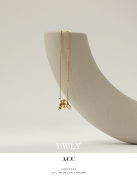 Emerald Zircon Necklace Ins Simple Elegant Fashion Vintage P