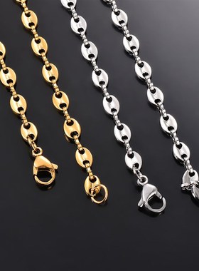 1 piece Stainless Steel Hip Hop Coffee Bean Chains Necklaces