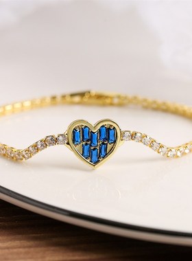 澳古 欧美小众名媛气质锆石爱心手錬女INS轻奢高级感手饰跨境新品