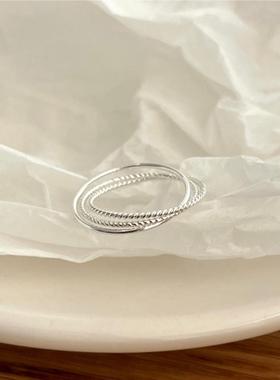 林有有 新款韩版饰品S925纯银戒指手工扭绳三线戒指戒指首饰时尚