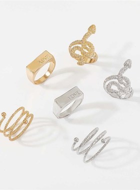 Ornaments Serpentine ring circle lettering ring