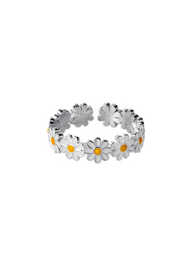 Korean Fashion White Daisy Flowers Rings Girls Open Adjustab