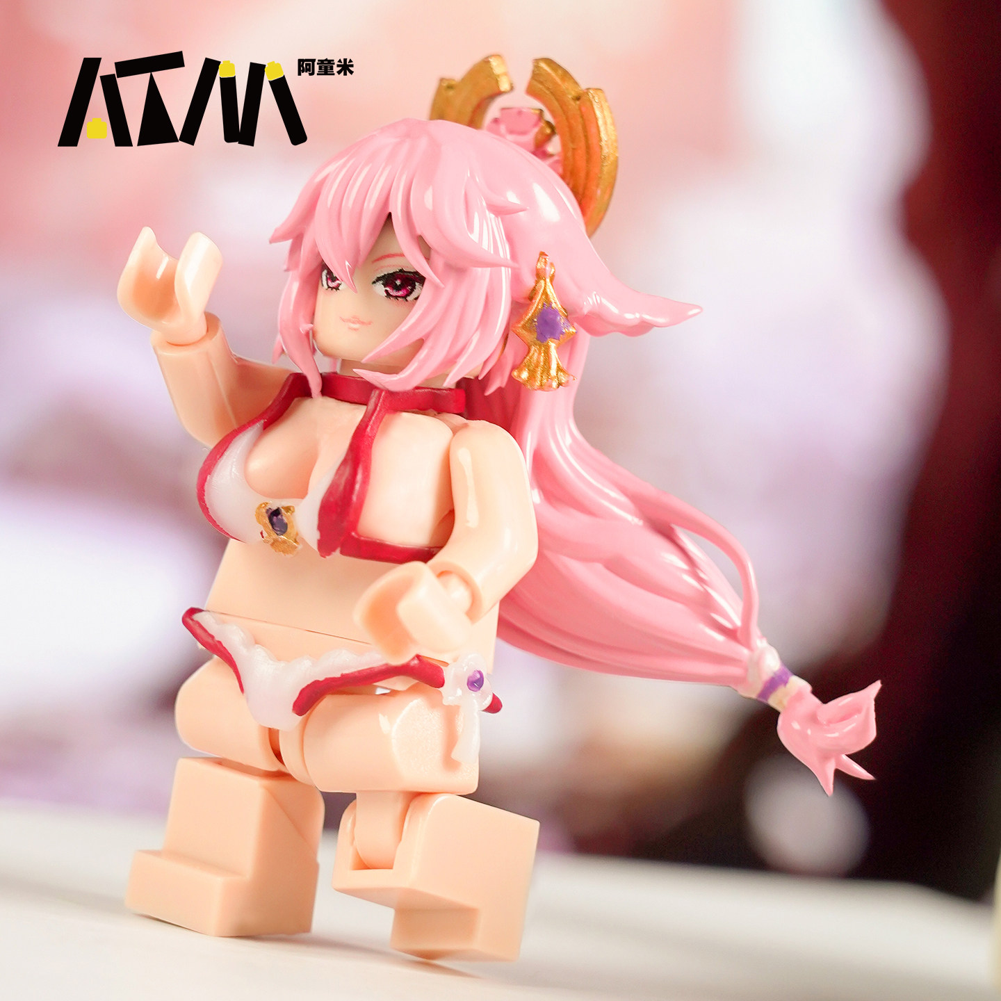 原神八重神子周边美少女动漫乐高人仔泳装人偶积木胖手办玩具模型,淘宝优惠券,粉丝福利购,淘宝优惠卷