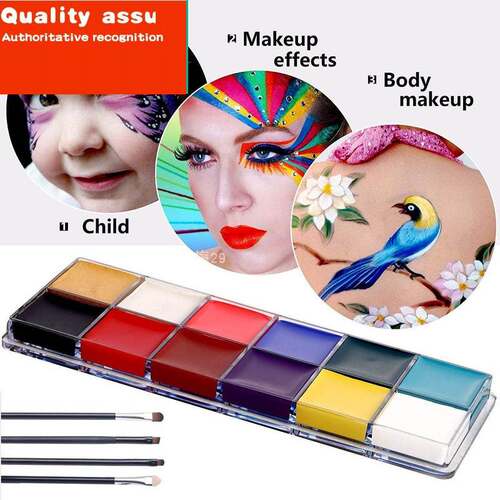 极速12 colors face painting paint make up guide rainbow kit - 图0