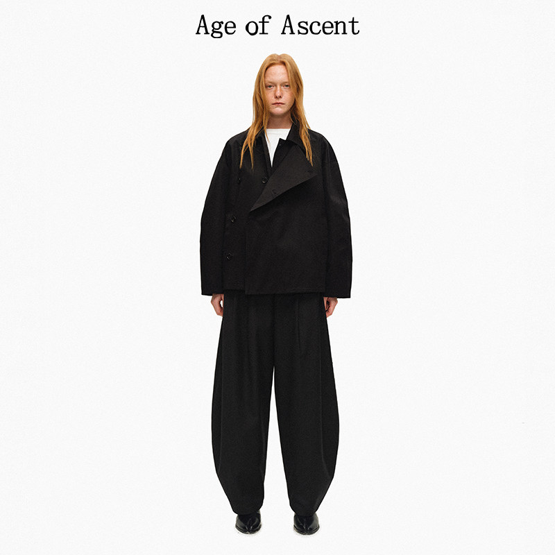 Age of scent 黑色双褶宽松茧型休闲裤女秋季新款高腰廓形西裤子,淘宝优惠券,粉丝福利购,淘宝优惠卷