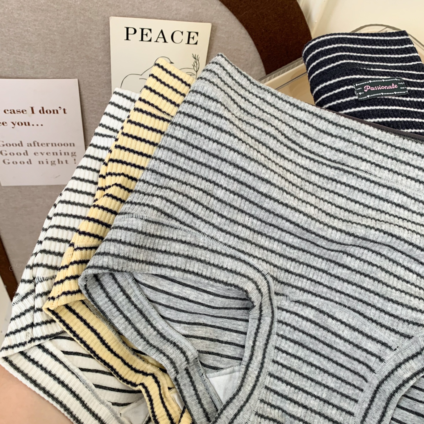 「BM」简系条纹*10A抗菌高级感内裤女款大码胖MM纯棉三角裤舒适款 - 图1