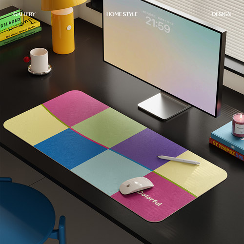 几何浪涌现代简约多巴胺超大鼠标垫办公室电竞房桌面机械键盘垫子 - 图2