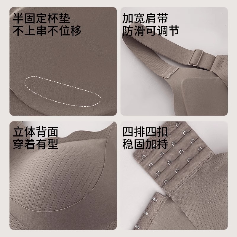 无痕内衣女大胸显小胸聚拢调整型收副乳防下垂大码运动薄款文胸罩 - 图3