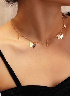 Moon Star Charm Choker Necklaces Boho Fashion  Jewelry Gift