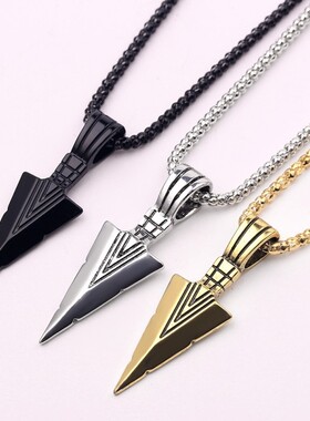 极速Mens Fashion Jewelry Black Pendant Long Chain Necklace M