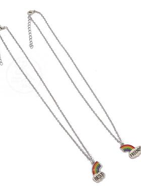 -Simple Rainbow Pattern Necklace Fashion Couple BEST FRIENDS