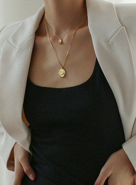 时尚简约双层链条项链女 欧美ins不规则百搭时髦金锁骨链个性裸链