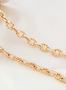 14K包金保色大麻花粗链条可拆卸半成品手工散链DIY手链项链锁骨链