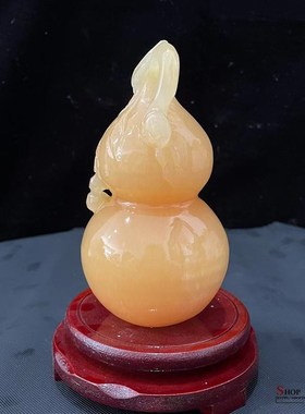 快速发货b天然黄玉葫芦摆件新中式家居客厅玄关酒柜书桌装饰品开