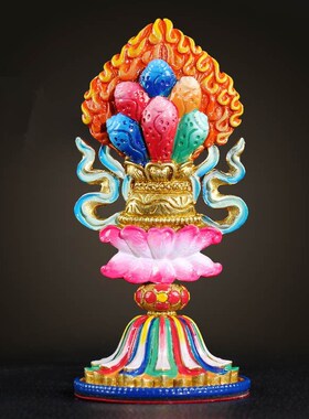 速发纯铜彩绘轮王七政宝组合摆件用品桌面吉祥摆件家饰装居品