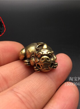 速发实心铜貔貅器挂件吊坠貔铜招财黄貅兽小摆件古玩铜小铜雕仿古