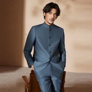 【中华立领】柒牌西装套装男2025春季新款立领垫肩西服中山装礼服