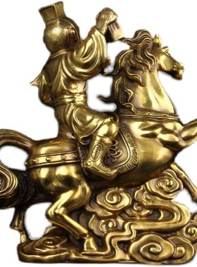 速发铜件 封侯摆马上铜令旗猴摆件