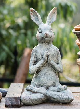 速发 摆伽兔子杂货花园庭院装饰瑜面桌件复古乡村童话乔迁礼品物