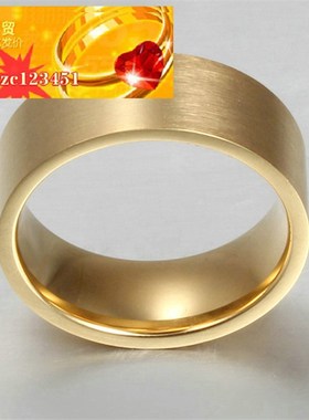 ring新款男士个性戒指简约款电镀金戒指钛钢时尚戒指戒子