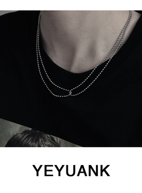 黄铜饰品金属风个性嘻哈小众设计感叠戴小圆珠链项饰项链男女首饰