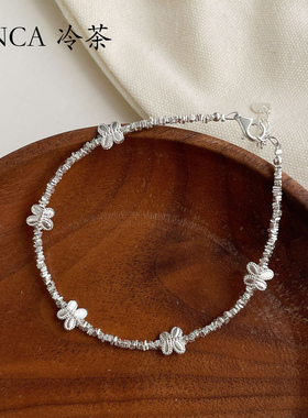 S925银蝴蝶结手工串珠手链