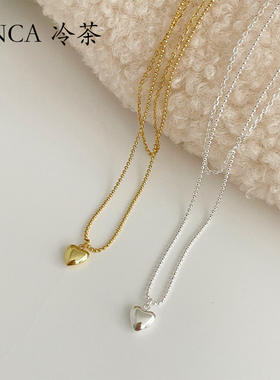 S925纯银爱心双层锁骨链女款