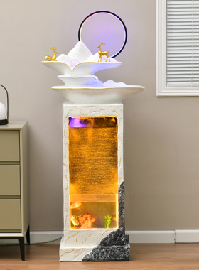 现代鱼缸流水摆件玄关循环水景客厅落地创意装饰店铺办公室开业礼