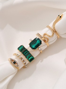 Devils eye ring set 6-Piece snake Ring Set蛇形水钻戒指6件套
