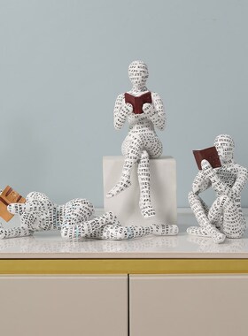 快速发货图书馆书店阅读者人物摆件D抽象看书女人书柜书架装饰品