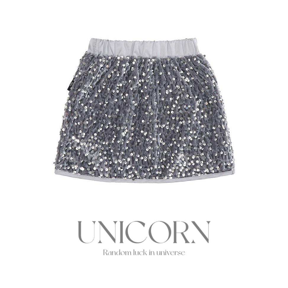 UNICORN设计师款时尚亮片半身裙中小童春秋新款高腰显瘦半身A字裙 - 图2
