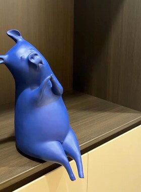 速发轻奢祈福招财坐姿小猪摆件礼厅电视柜玄关莱迁送客克乔因蓝装