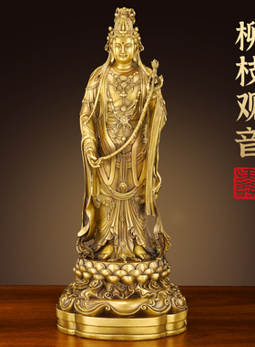 速发西方三圣纯黄铜阿弥陀佛铜摆至观世饰大势音菩萨观音居家全铜