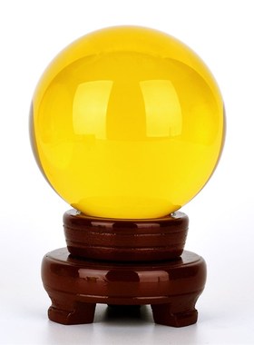 黄白水晶球摆件人造透明玻璃球红绿紫蓝粉水晶球开业装饰摆件