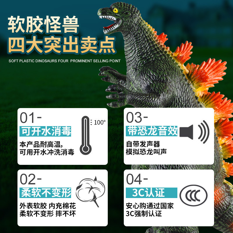 特大号仿真软胶恐龙玩具发声哥斯拉怪兽大号霸王龙动物模型男女孩,淘宝优惠券,粉丝福利购,淘宝优惠卷