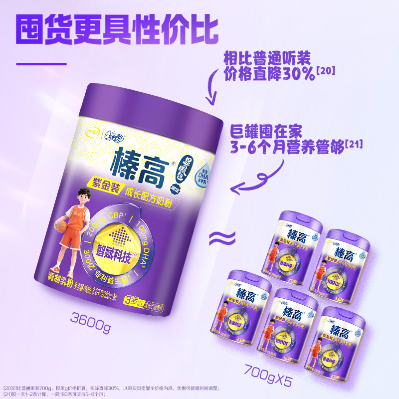 伊利QQ星榛高显眼包紫金装3600g