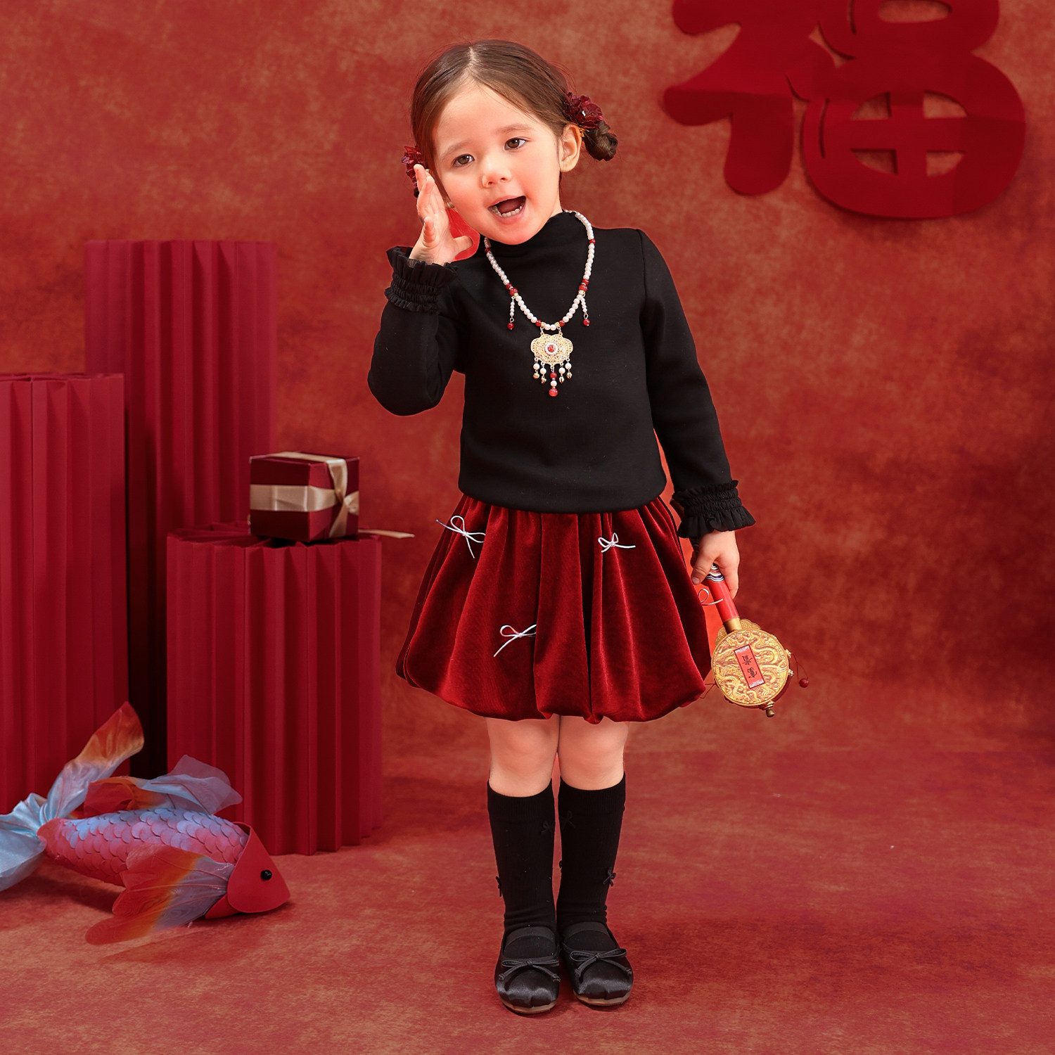 小o爸女婴童 女宝宝丝绒半身裙2026秋冬婴儿红色加绒短裙洋气半裙,淘宝优惠券,粉丝福利购,淘宝优惠卷