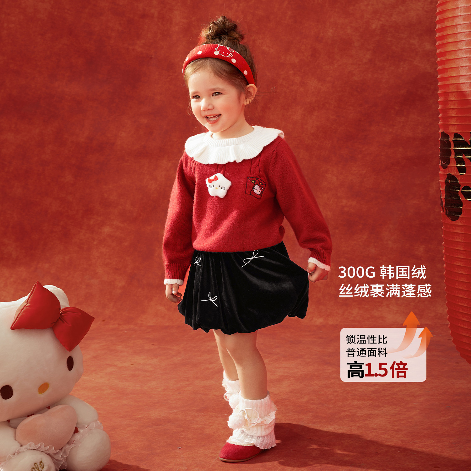 小o爸女婴童 女宝宝丝绒半身裙2026秋冬婴儿红色加绒短裙洋气半裙,淘宝优惠券,粉丝福利购,淘宝优惠卷