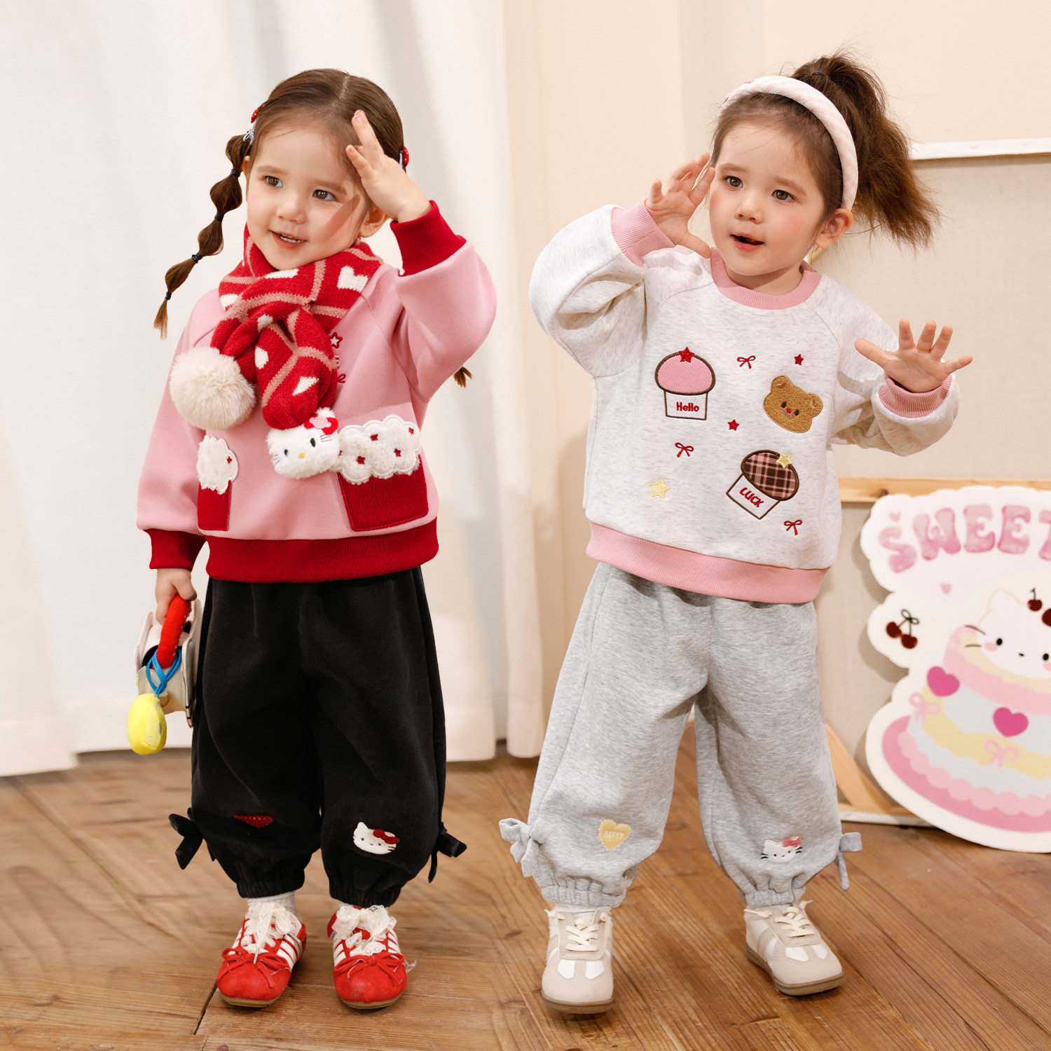 小o爸女婴童 女宝宝圆领卫衣2026冬季新款插肩袖上衣加绒保暖冬装,淘宝优惠券,粉丝福利购,淘宝优惠卷