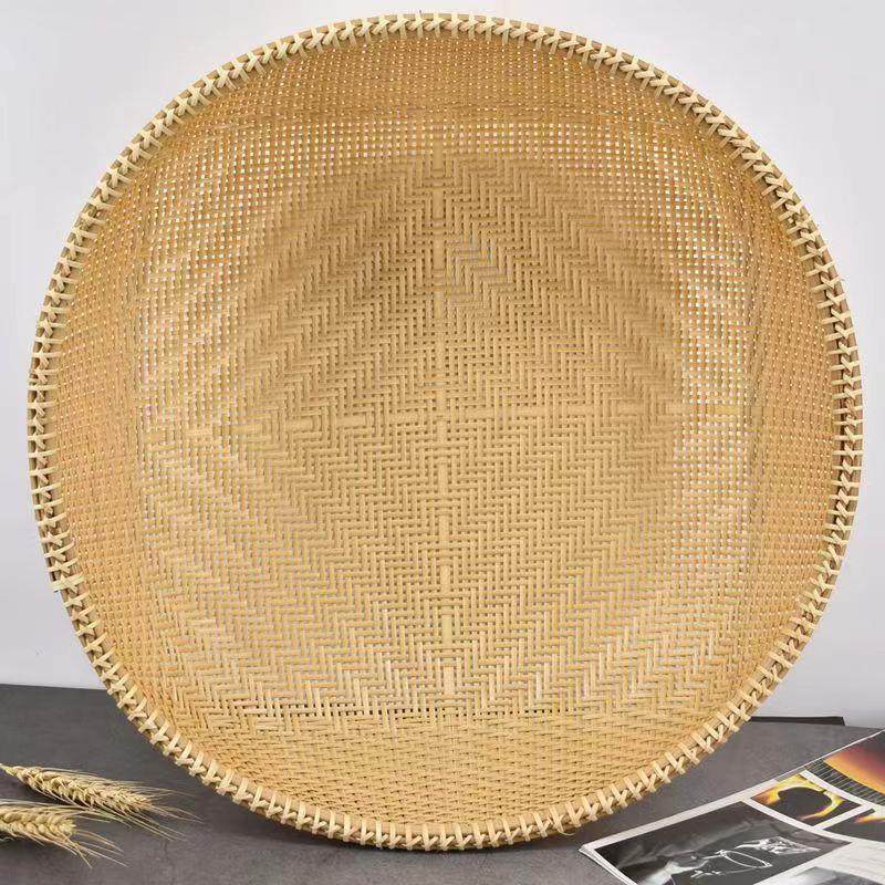 精编圆形竹编制品农家用簸箕馒头筐子水果菜收纳篮干货晾晒盘筛子,淘宝优惠券,粉丝福利购,淘宝优惠卷