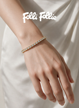Folli Follie「Crush」金色满钻手链轻奢高级感百搭精致手饰品女