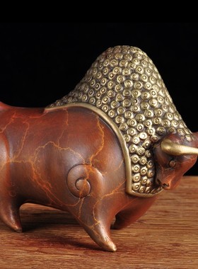 纯铜耗牛摆件办公室招财牛家居装饰品客厅玄关工艺品乔迁新居礼品