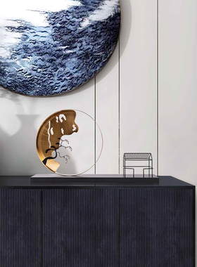 现代新中式意境金属摆件别墅客厅禅意招财工艺品进门玄关软装饰品