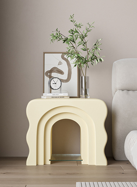 客厅茶几圆形小桌子落地摆件艺术感家用沙发旁边角几乔迁新居礼品