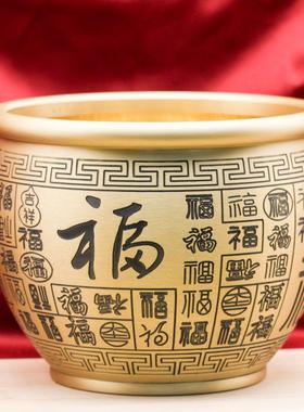 黄铜百福缸精雕百福缸黑字百福缸对联缸小百福缸创意桌面摆件多款